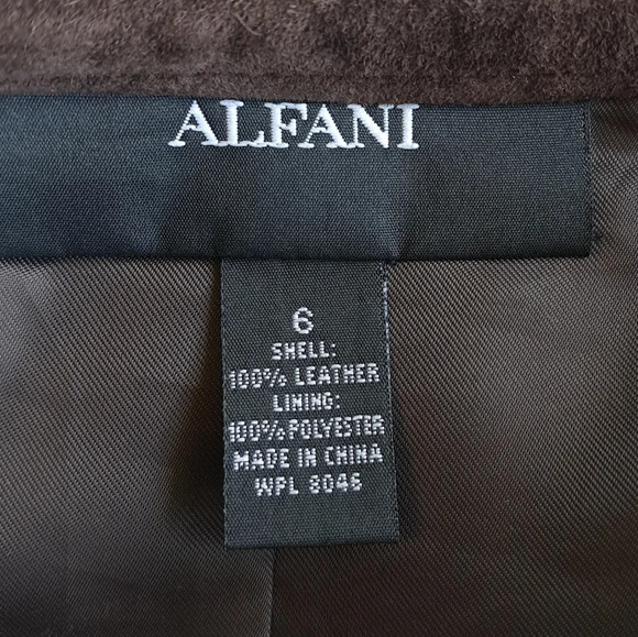 Alfani 100% Real Genuine Suede Leather Midi Skirt Pleats Raw Hem Dark Brown zip - Picture 6 of 7